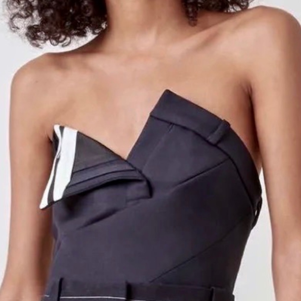 Monse Navy Blue Twisted Wool Blend Bustier Top NWT M